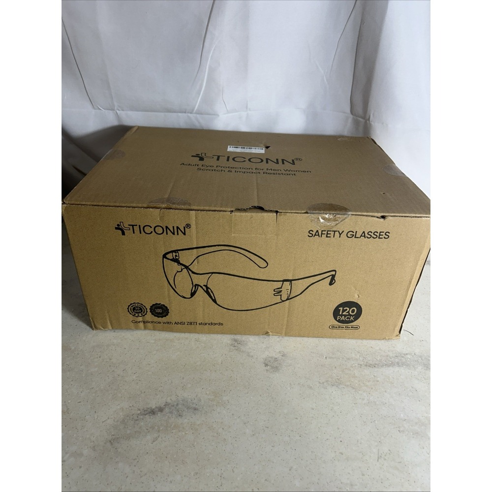 TICONN Clear Safety Glasses for Men & Women, ANSI Z87.1 Safety Goggles